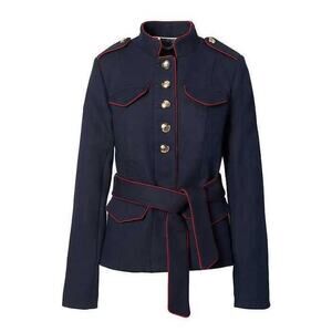 NWT Banana Republic Olivia Palmero Belted XS Military Jacket Navy Blue